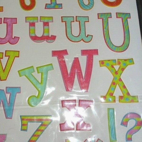 Add-Here Anywhere Art Glitterpuff Alphabet Rainbow Peel Stick Remove Reposition