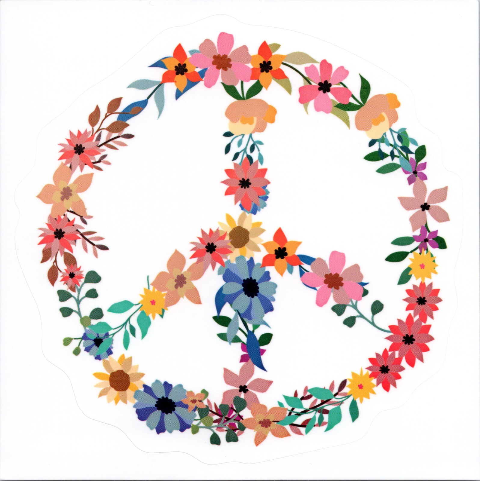 PEACE SIGN ~ FLOWER POWER – Small Vinyl Sticker – 1.5in