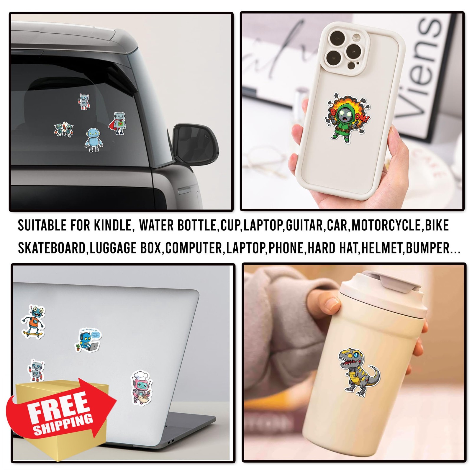 VICATA Robot Stickers 50 Pcs Waterproof