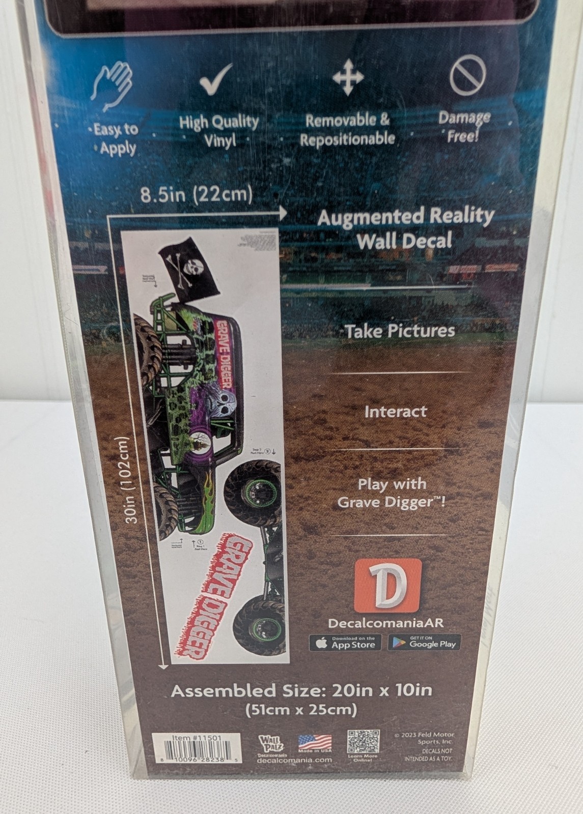 Decalcomania Monster Jam Grave Digger Wall Decal Augmented Reality Easy to Apply