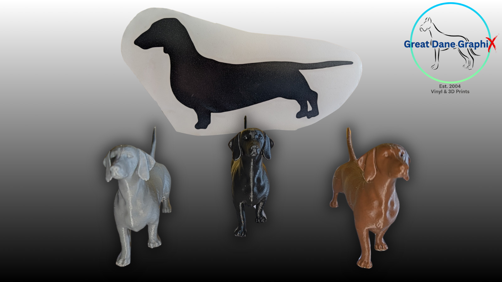 Dachshund Figure & Decal Set – 3D Printed – Paintable DIY Dog Art Combo Set