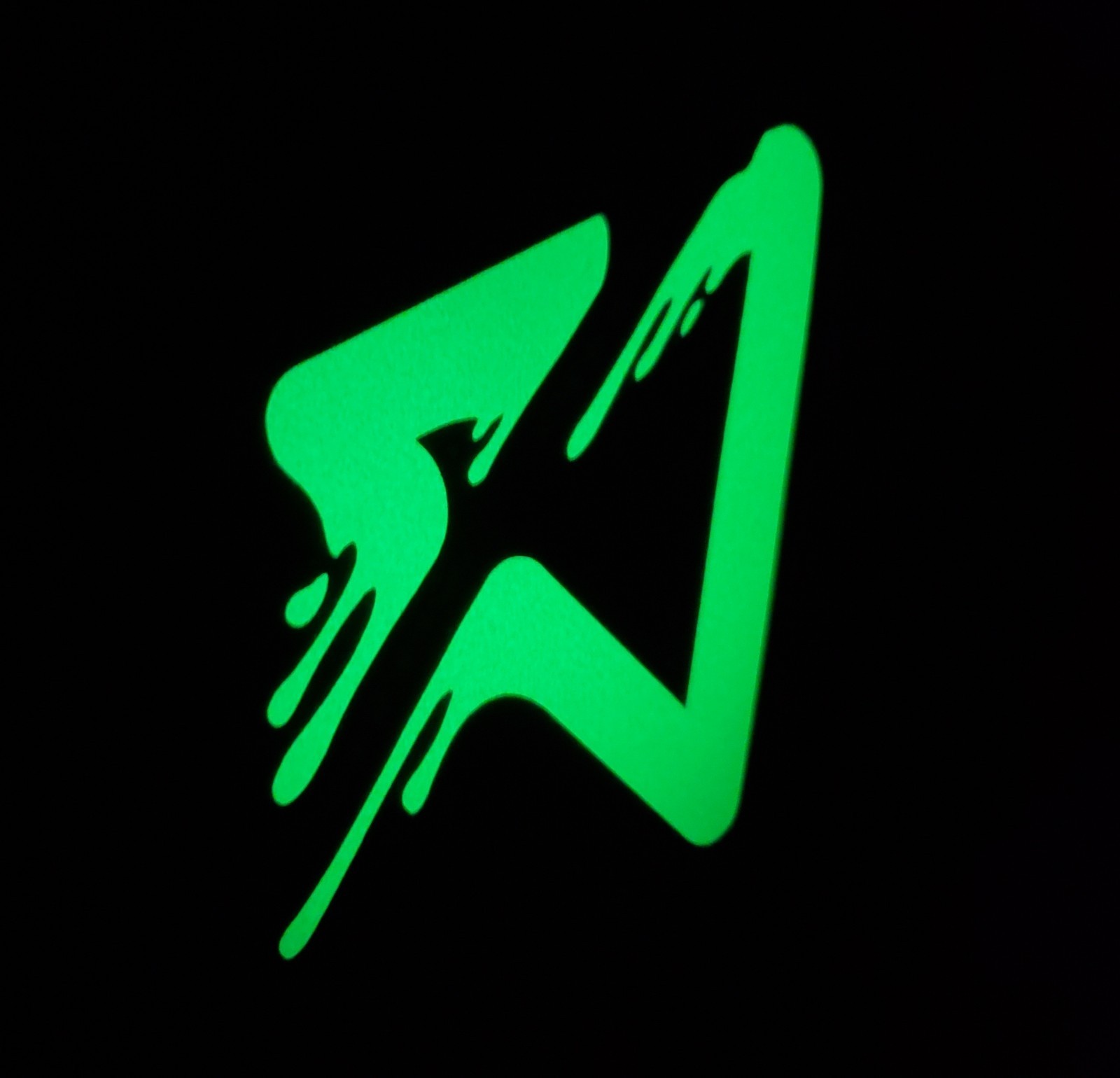 Glow In The Dark Melting Triangle Vinyl Decal Medium Size Sticker Bright Green