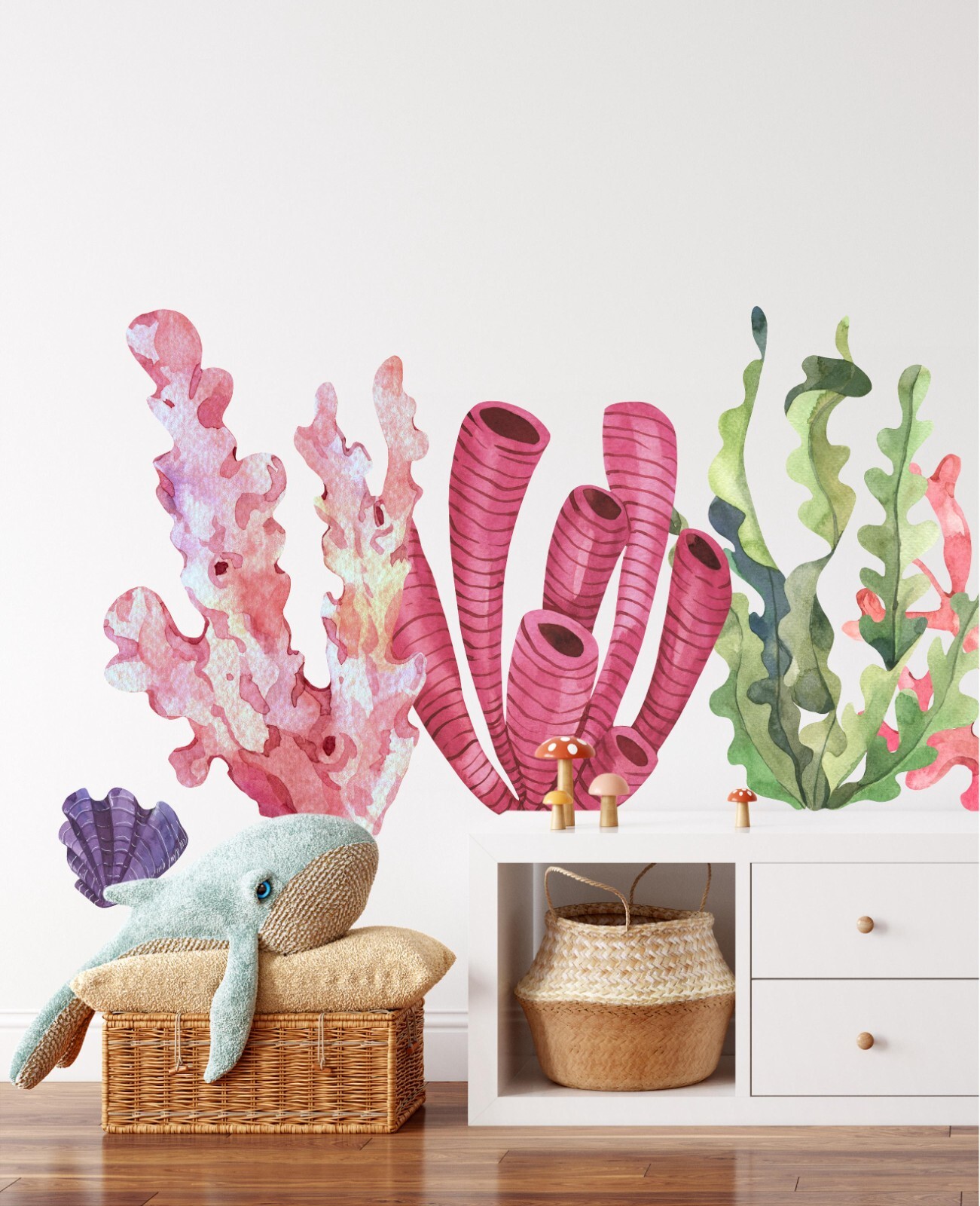 Seaweed & Coral Fabric Wall Decal Set of 9 Wall Art Stickers Ocean Nursery Decor