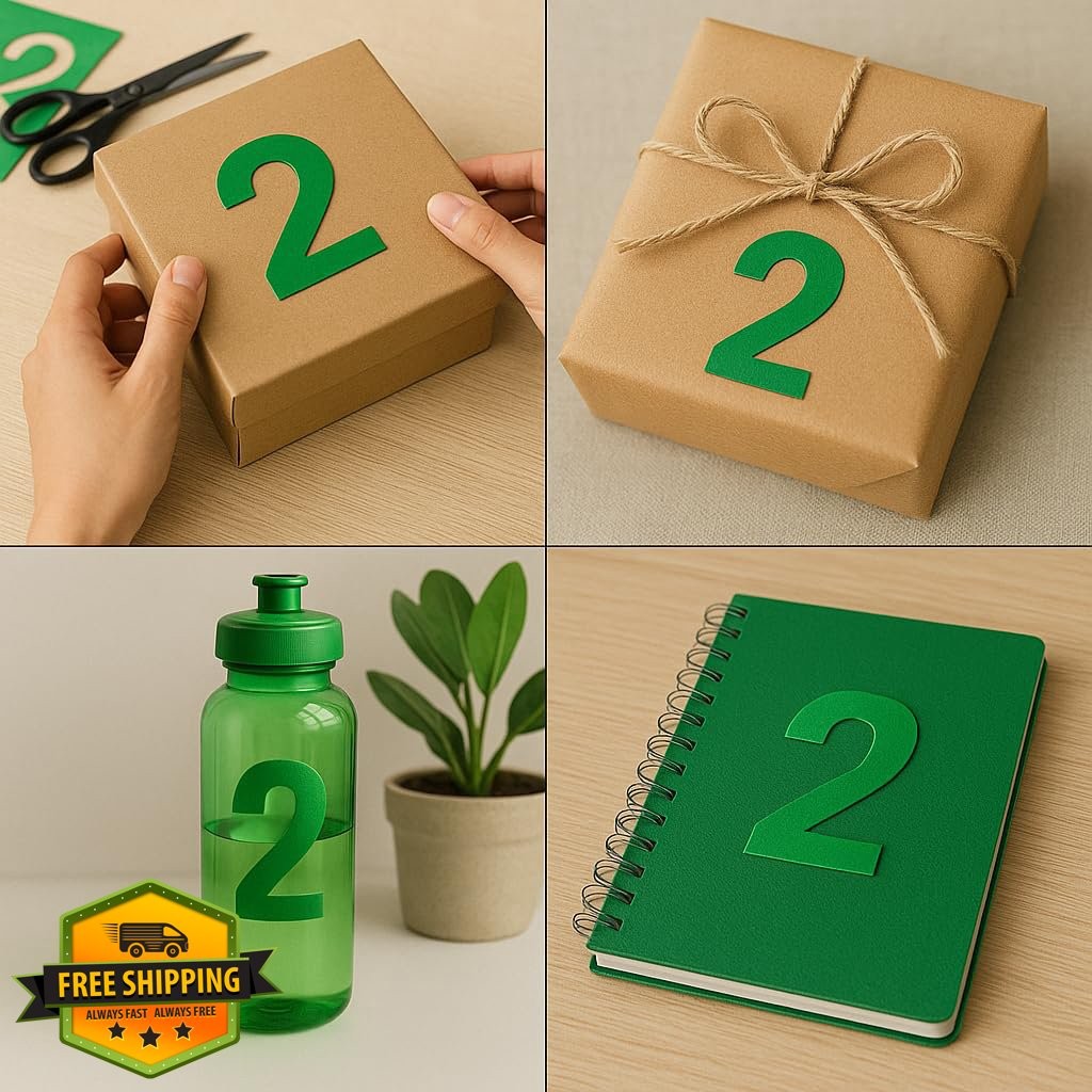 MAIBANU 50PCS Number Stickers Green 4 Inch Vinyl