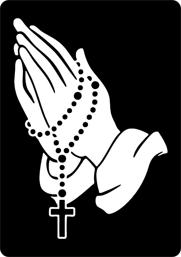 Praying Hands With Rosary Beads die cut decal multicolor Made in USA