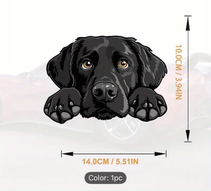XL Black Lab Sticker Decal Cute Peeking Face Car Laptop Mirror Funny Labrador