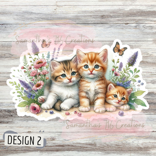 Kittens Vinyl Stickers 3" For Laptops, Cups, Etc. Indoor, Water Resistant