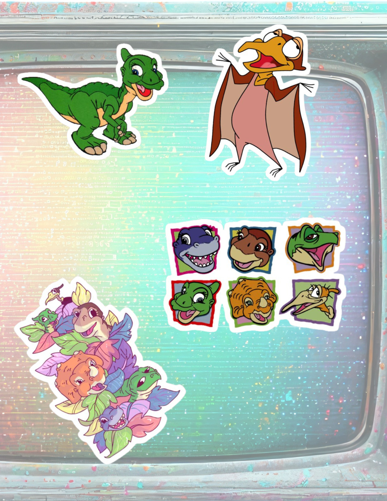 Land Before Time Retro Cartoon 4pc Sticker Pack