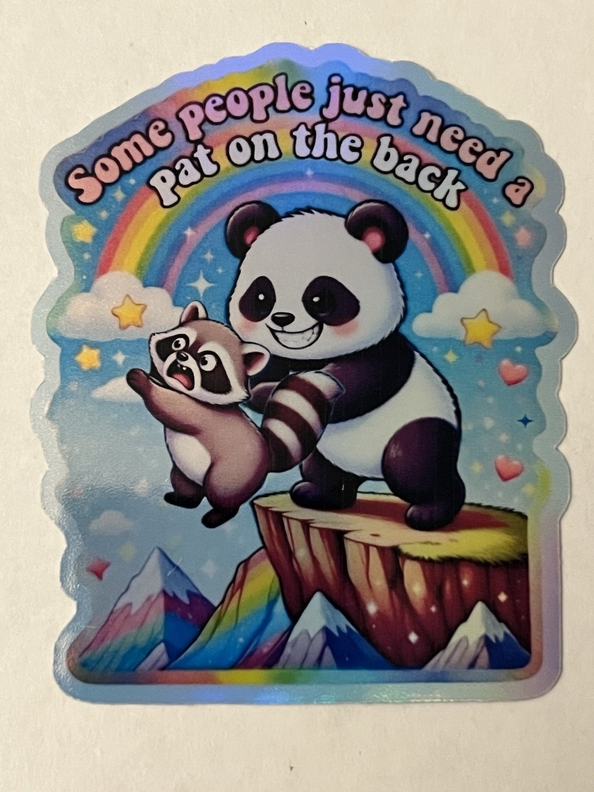 Funny Panda Vs Trash Panda Dark Humor 3inch Waterproof Holographic Sticker