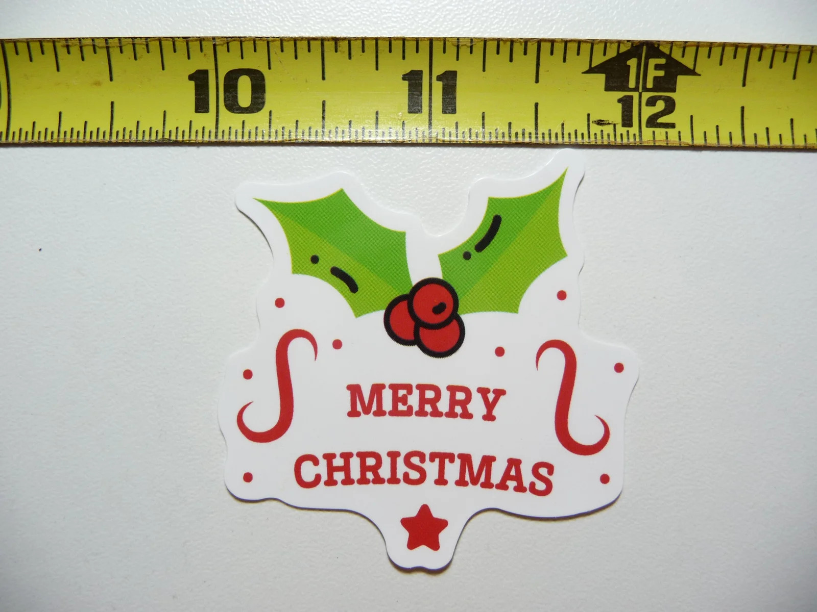 MERRY CHRISTMAS STAR HOLLY SMALL STICKER DECAL WINTER HOLIDAYS CHRISTIAN FUN