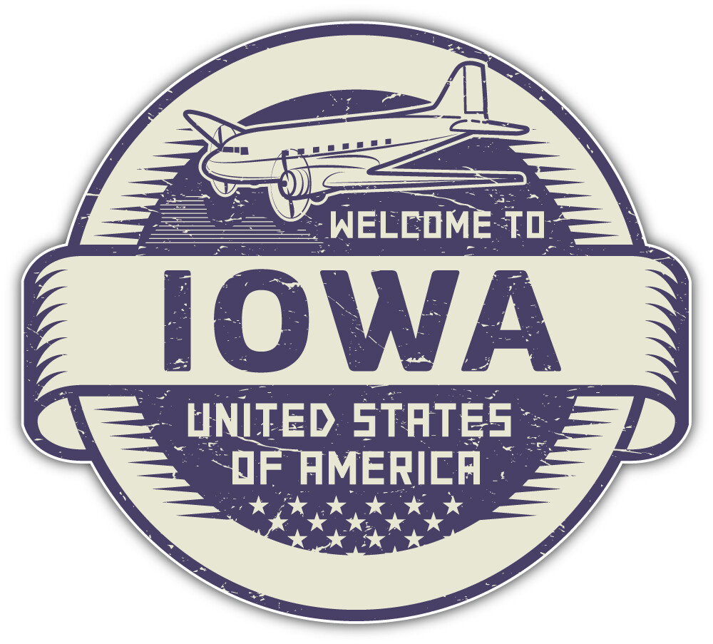 Iowa USA State Retro Badge Car Bumper Sticker Decal "SIZES"