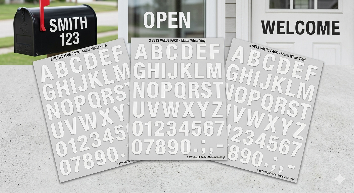 3 Sets Alphabet Letter Decals Sticker Window Door Wall Car mail box