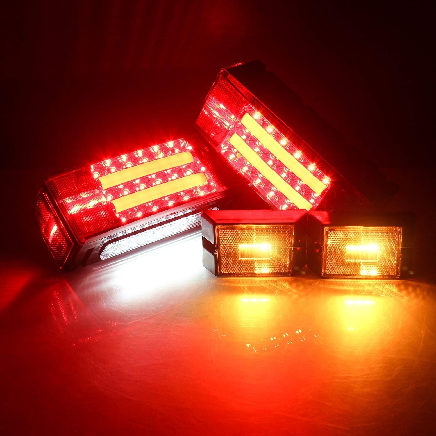 Submersible LED Trailer Light Kit Bright Brake Stop Turn Tail License Lights