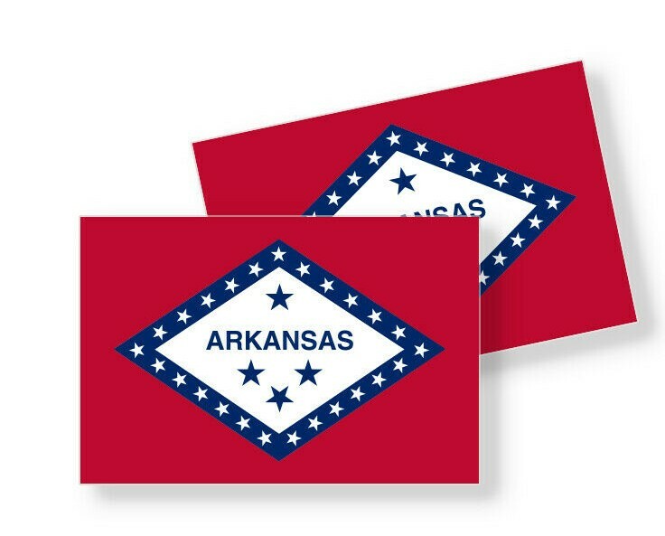 Arkansas State Flag – Set of 4 Vinyl Sticker / Adhesive Decals Various Sizes