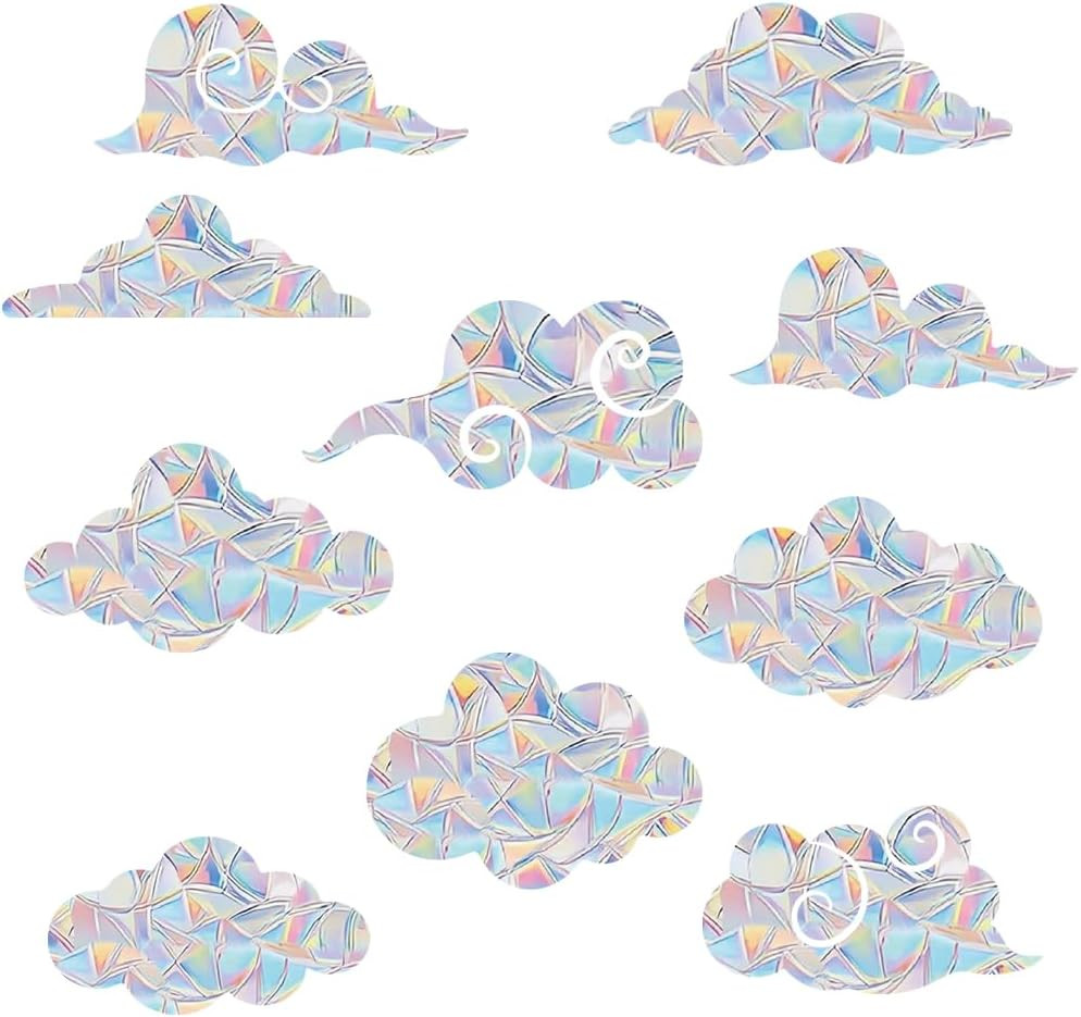 28PCS Rainbow Mushroom and Leaf Window Decals to Prevent Bird Strikes, Anti-Coll