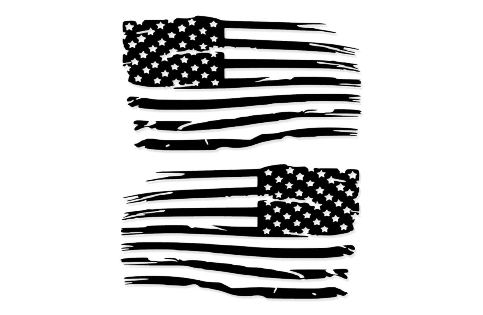 Distressed Tattered American Flag Vinyl Decal Sticker | Ripped Torn USA SET of 2