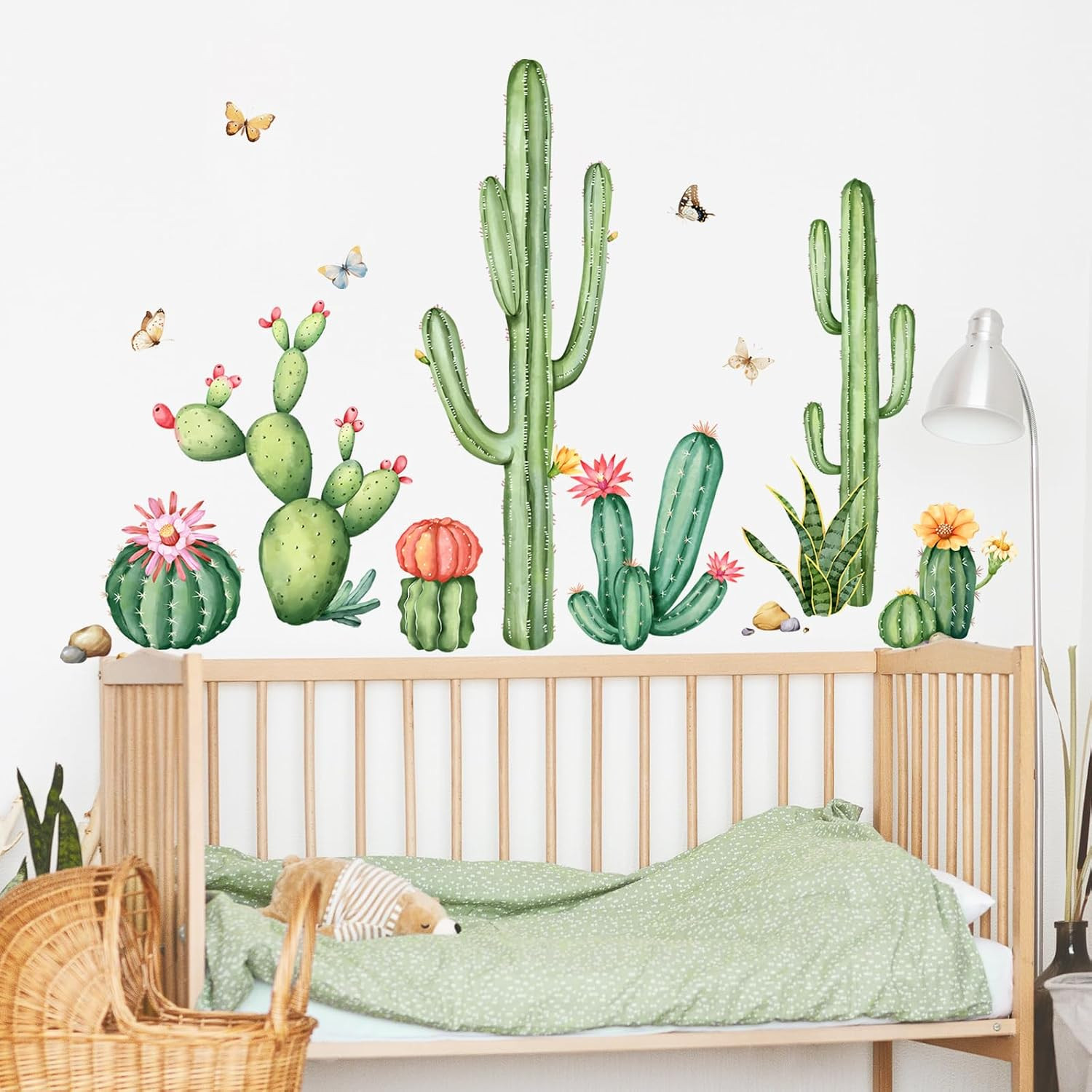 Large Cactus Wall Decals Green Plants Wall Stickers Peel and Stick Tropical Art