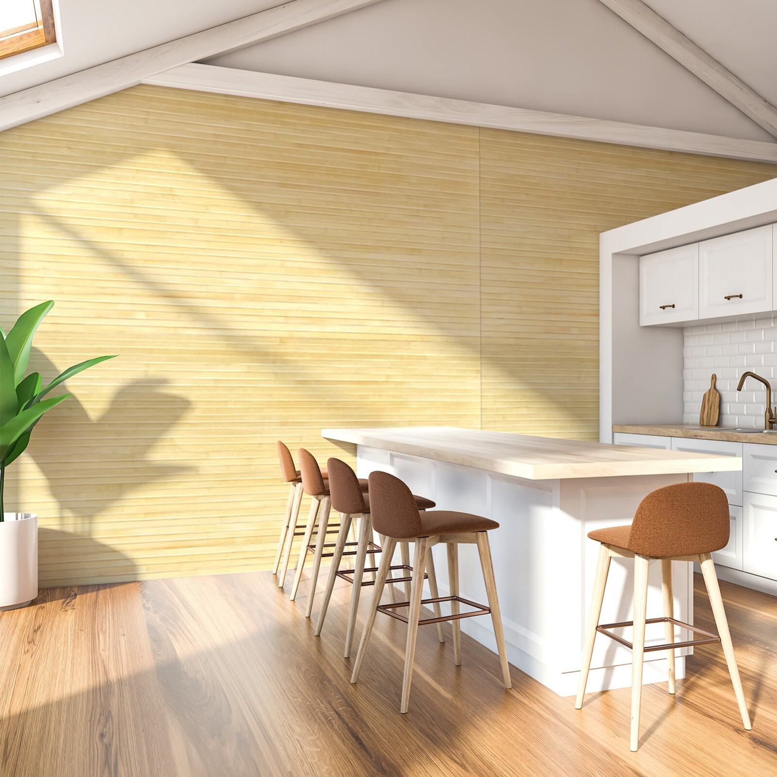 96x48in Natural Bamboo Wall Stickers, Cabinet Door Stickers, DIY