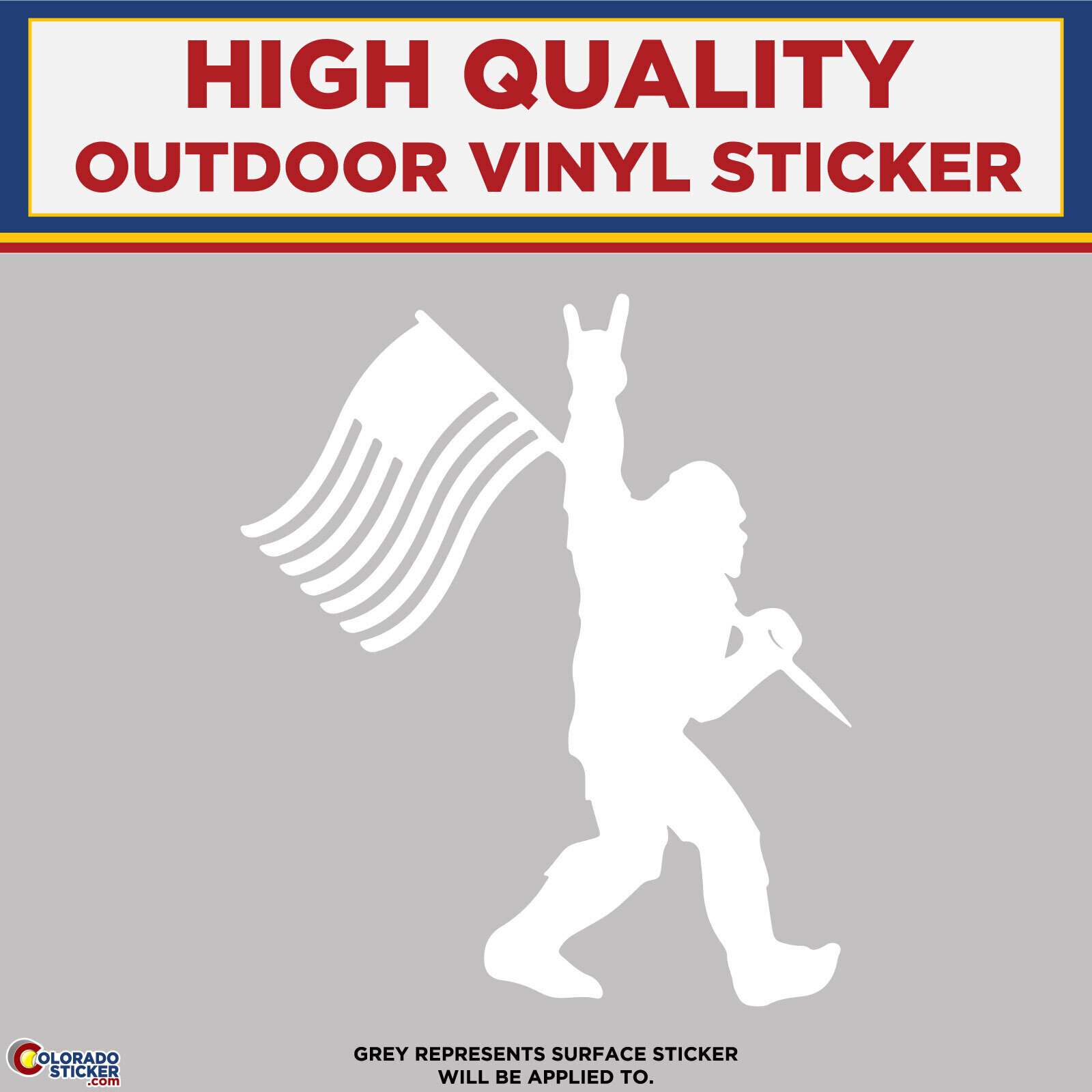 Big Foot with American Flag, Die Cut High Quality Vinyl Stickers