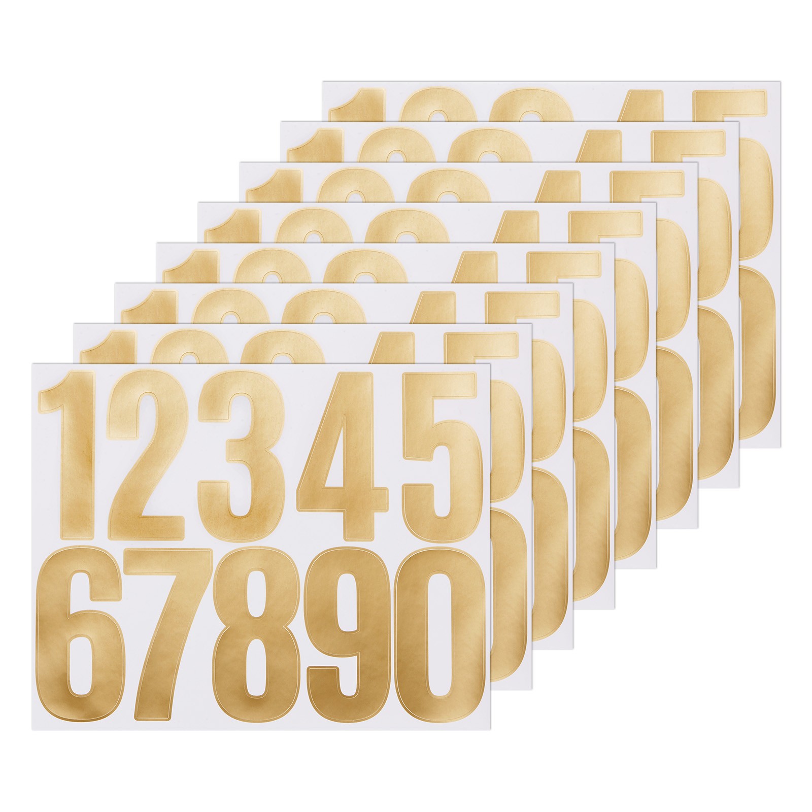 8 Sheets Numeric Stickers, 3" Vinyl Stickers with Numbers 0 to 9 [80pcs Gold]