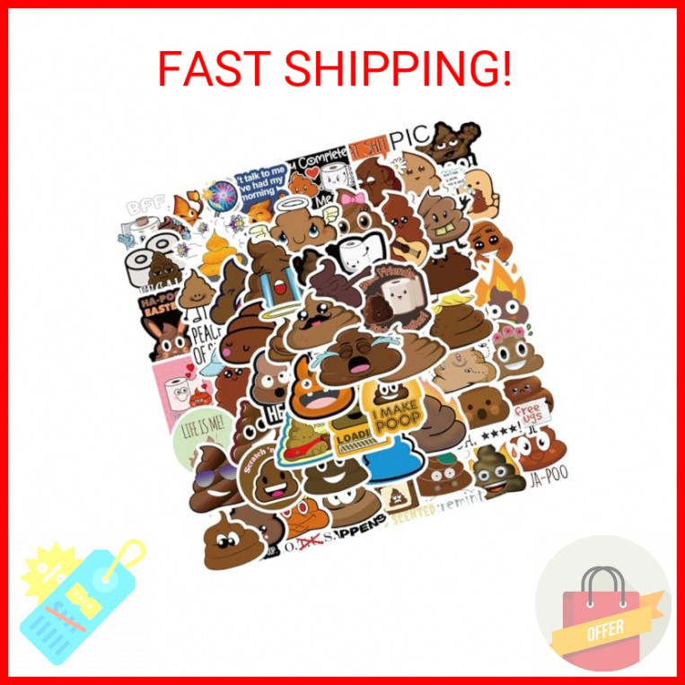 Funny Poop Stickers for Kids, Teens, Adults – 50pcs Meme Waterproof Prank Sticke