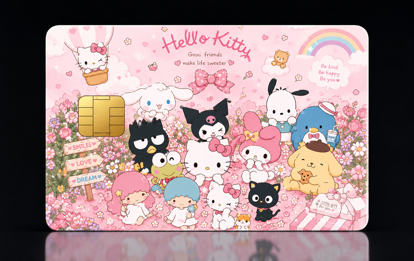 Sanrio Friends Pink Credit Card Skin Debit Card Vinyl Sticker Kawaii Wrap