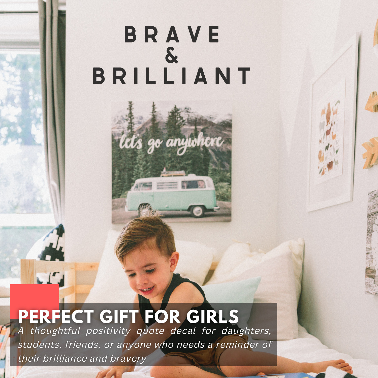 Brave & Brilliant Inspirational Wall Decal Sticker Quote Home Vinyl Decor