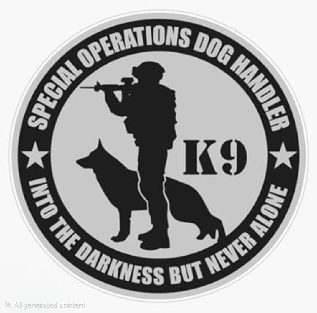 Special Operations Dog Handler K9 Round Sticker Decal – Black/Gray/White 6"