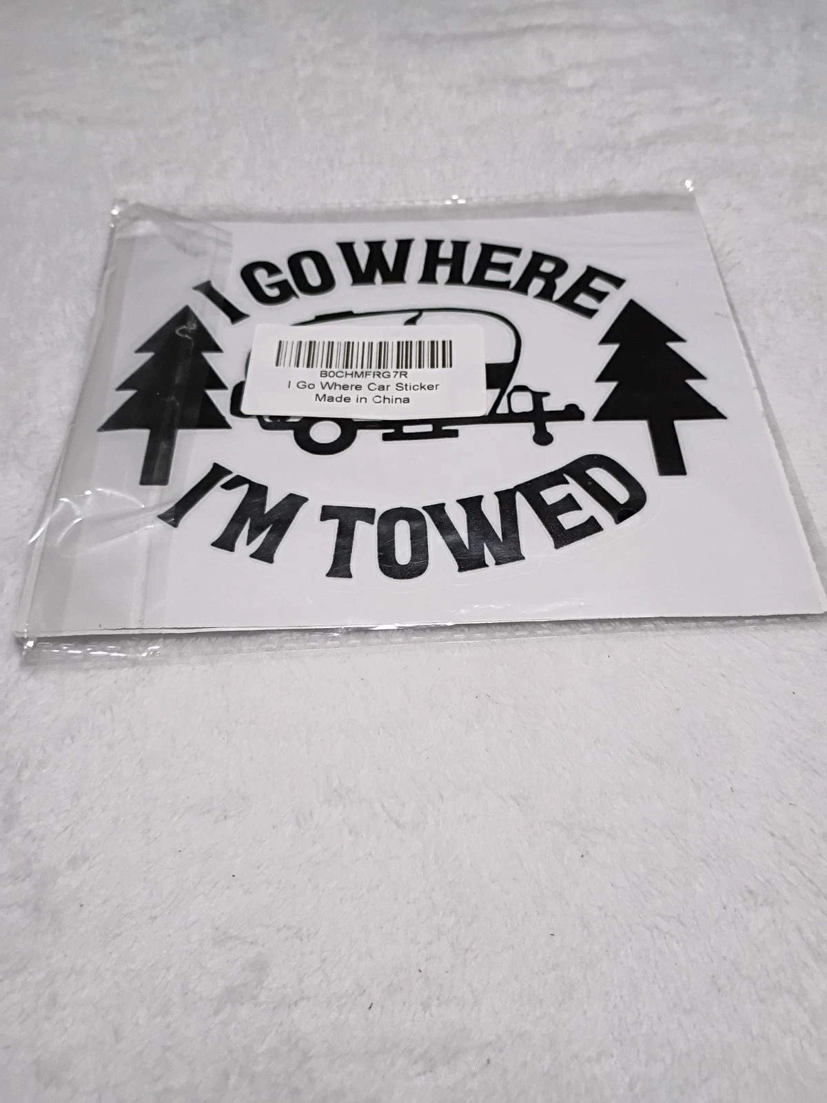 2 pack I Go Where I'm Towed RV Trailer Camper Funny Decal Vinyl Sticker, 6×7.5"