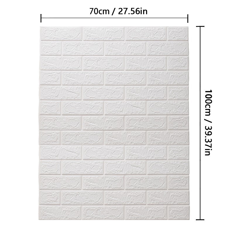 3D Brick Effect Wall Panels Self-Adhesive Wallpaper 70cmx1m XPE Foam Decor