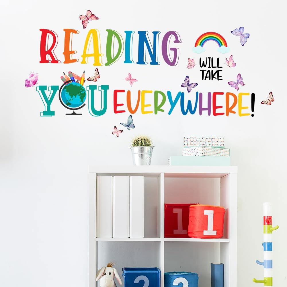 Reading Will Take You Everywhere Inspirational Quote Wall Sticker for Classro…