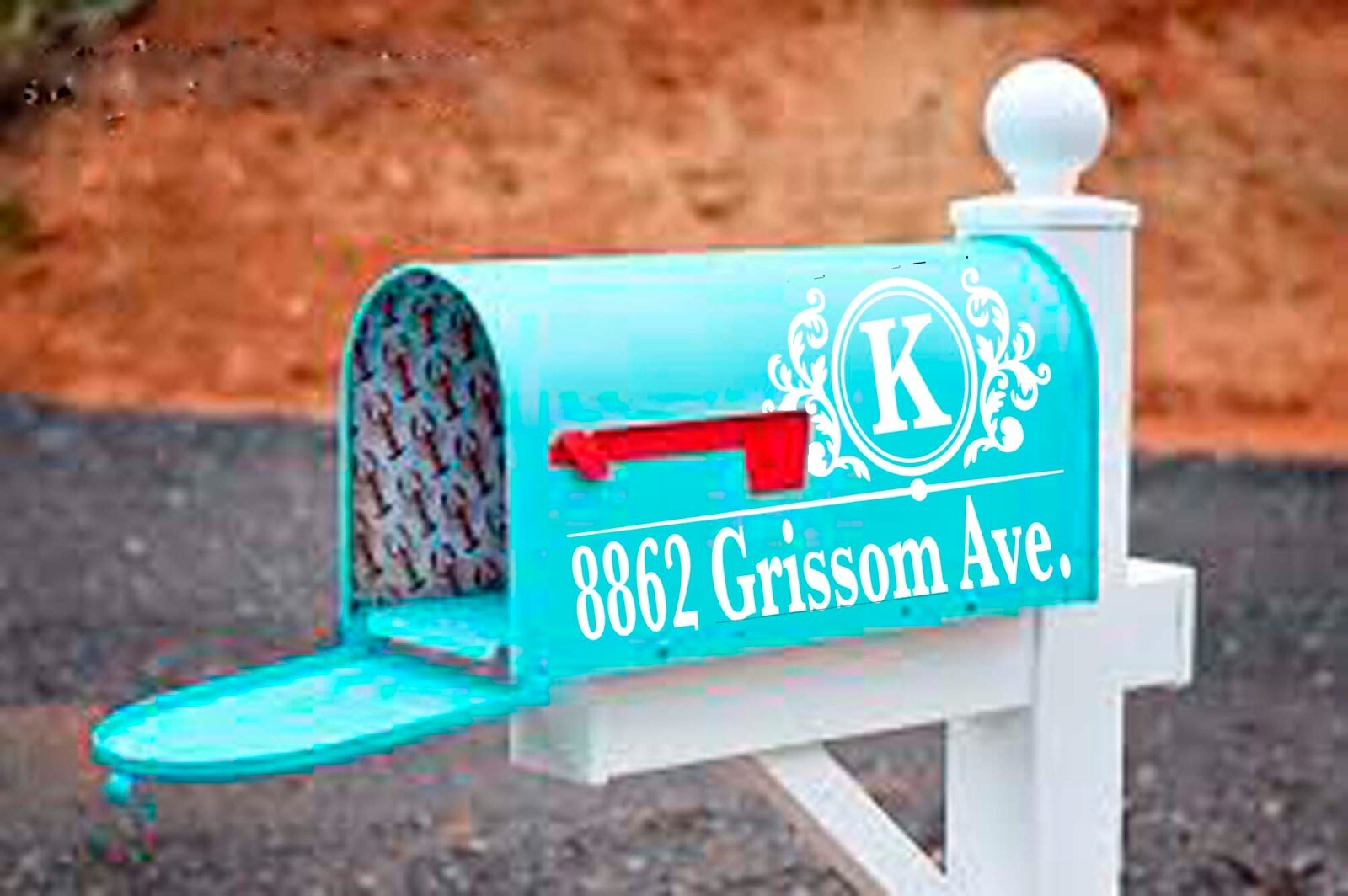 Mailbox Decal SET OF 3 Monogram Street Address permanent vinyl all colors