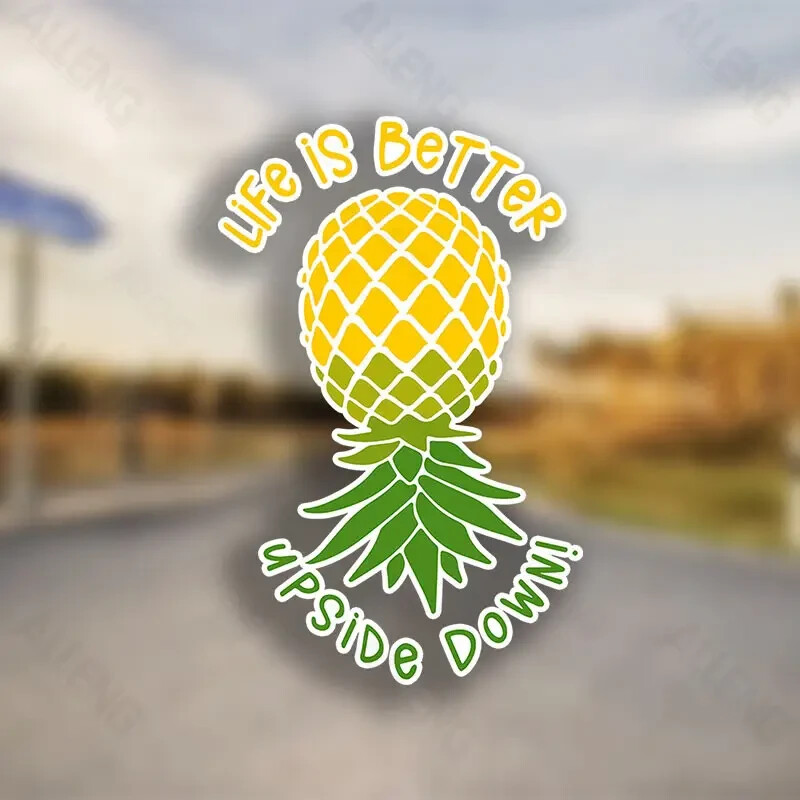 Large 7.5inch Life Better Upside Down Pineapple Vinyl Sticker lifestyle swinger