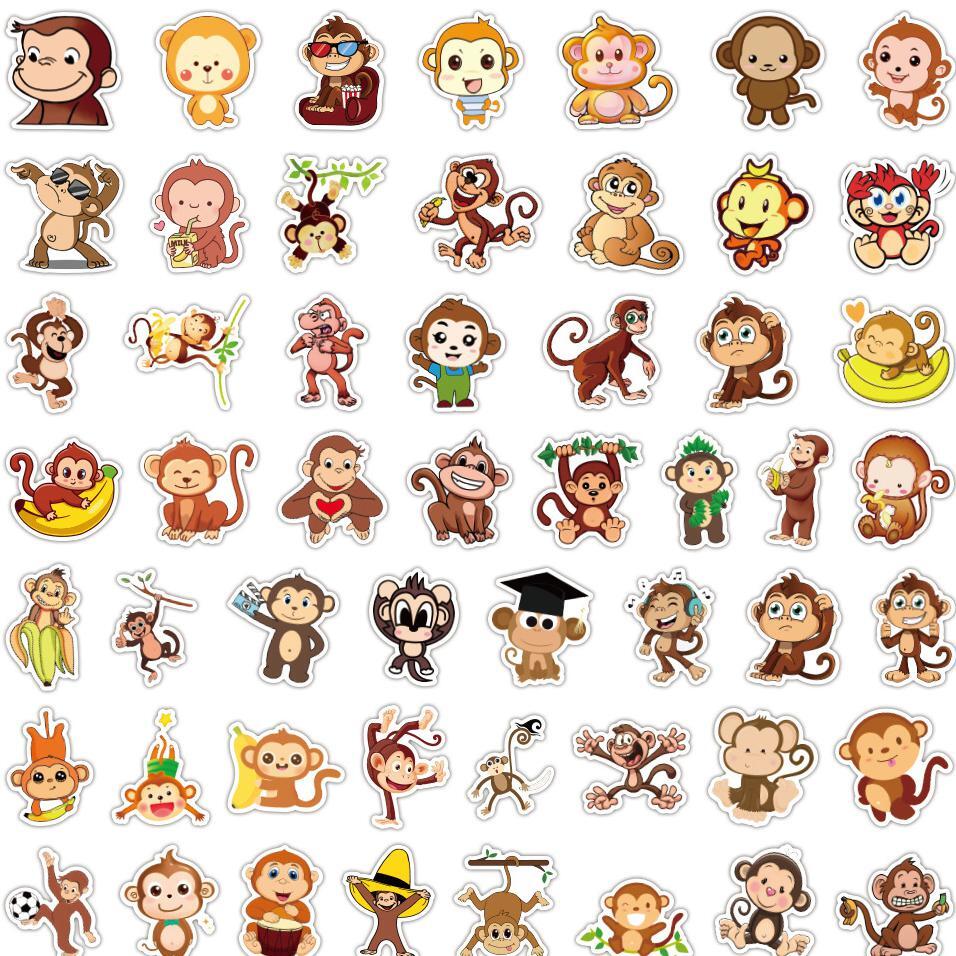 MONKEY Waterproof Stickers ~ Wild Exotic Jungle Animals ~ Removable Vinyl Decals