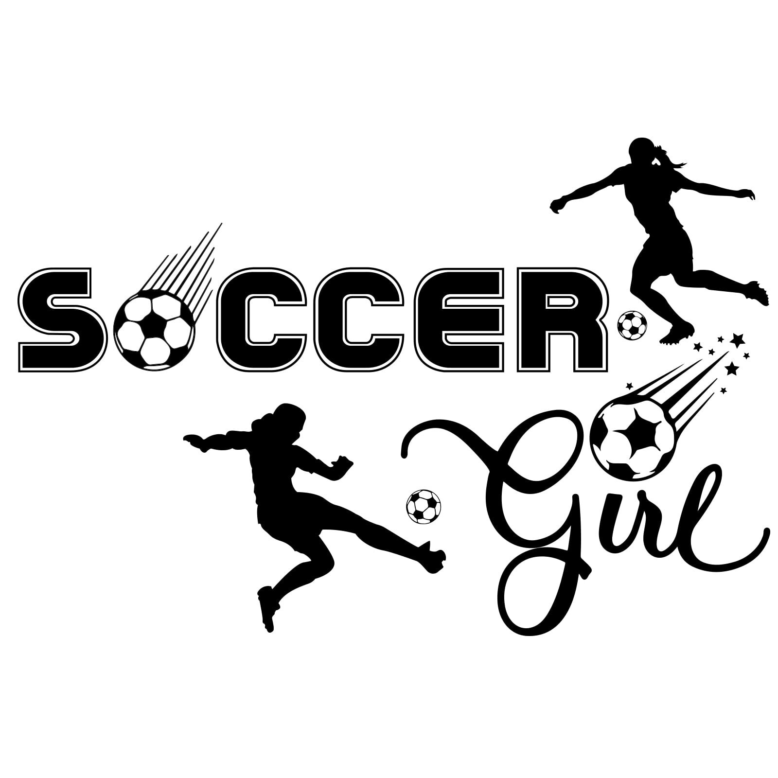 PLIGREAT Soccer Girl Quotes Wall Stickers, Peel and Stick Wall Decals, Remova…