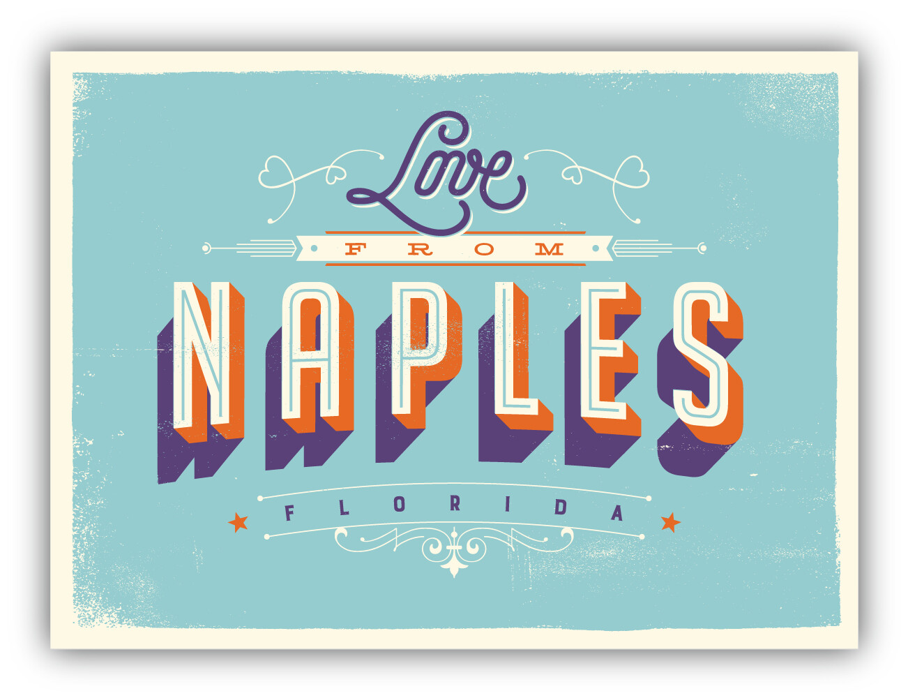 Love From Naples Florida USA Vintage Vinyl Sticker Decal