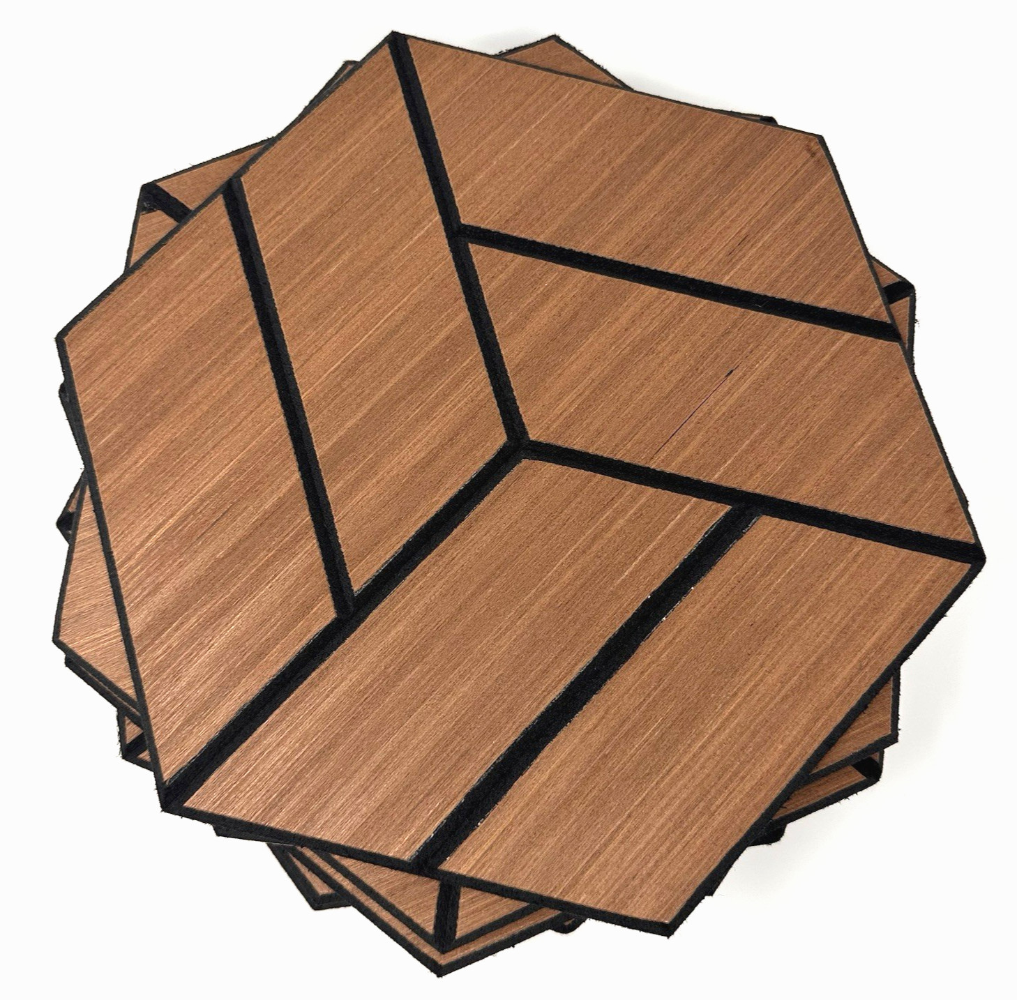 12 Hexagon Acoustic Veneer Wood Wall Panels in Oak Color Adhesive Back New NoBox