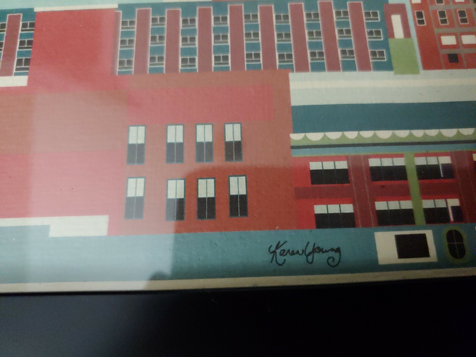 Karen Young Digital Artwork City Skyline Des Moines – Framed