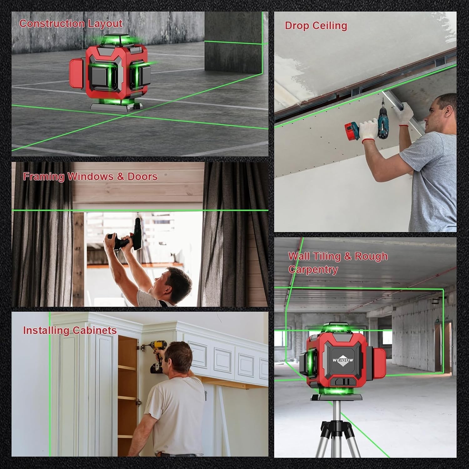 Laser Level 360 Self Leveling with Tripod,WEIDDW 4D Lazer Level,4×360° Cross Lin