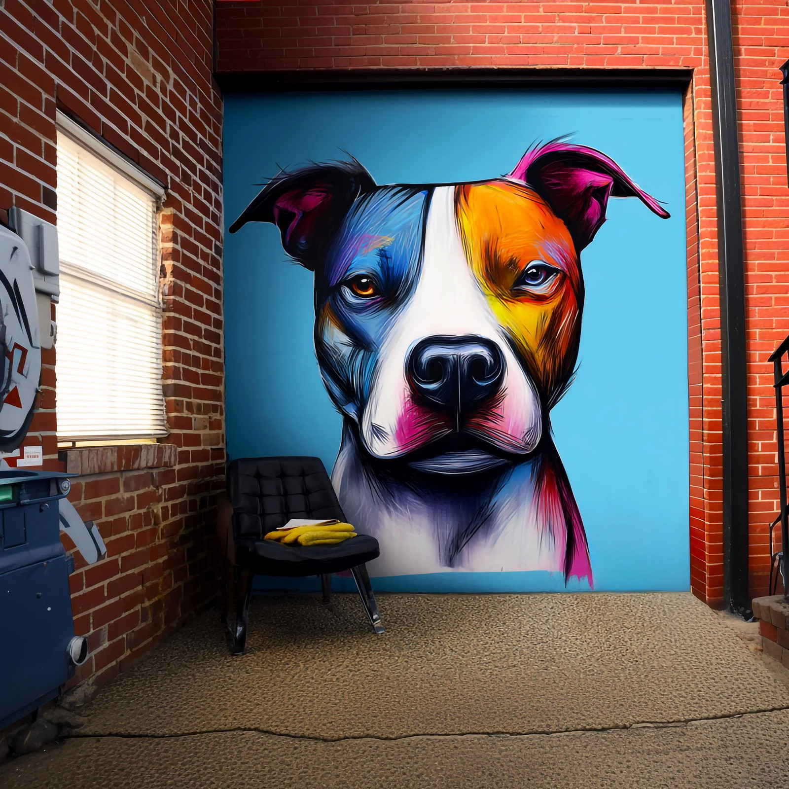 Colorful Pitbull Wall Decal | Modern Dog Art Mural
