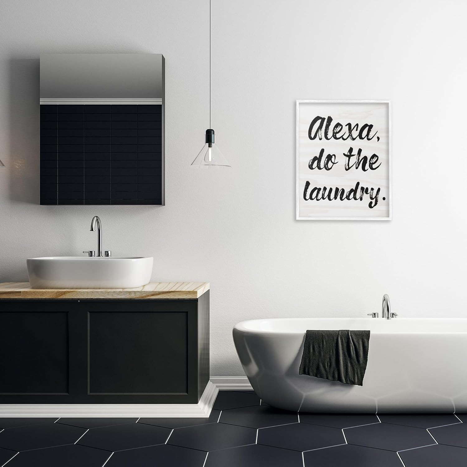 Alexa, Do the Laundry – Stylish Black & White Wall Art 24×30