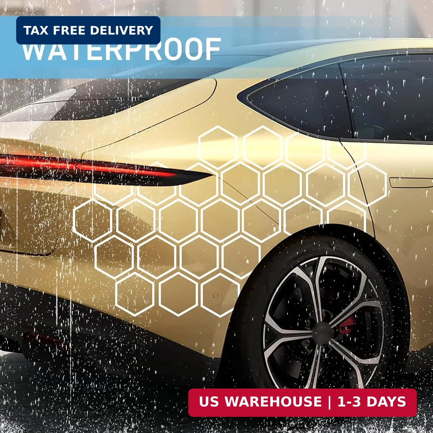 30 PCS Car Honeycomb Graphics Stickers, 3.31" x 3.94" Reflective Honeycomb