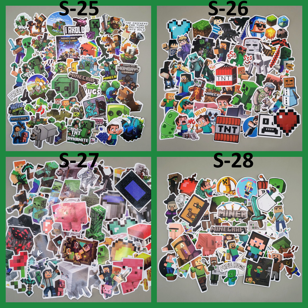 You Pick 50 Pack Mine Crafting Stickers 8-Bit Pixel Block Builder Decal Lot