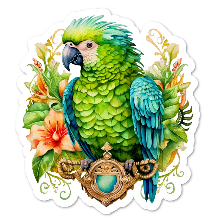 Parrot Bird Vinyl Sticker, Water Resistant, Scrapbooking, Laptop, Water Bottle