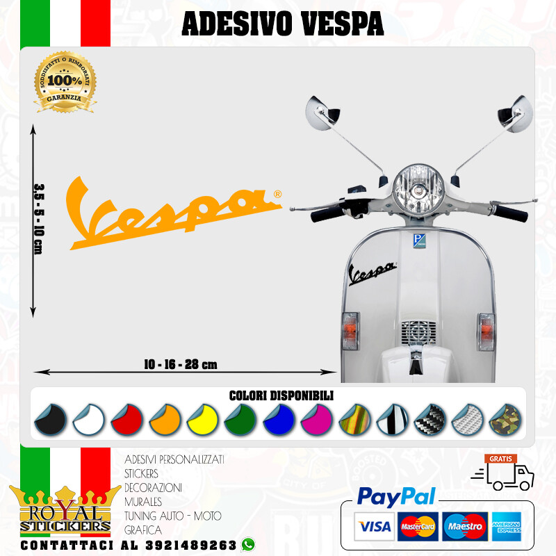 VINTAGE VESPA LOGO STICKER FOR HELMET FAIRING 6 DAYS VESPA 80s various col.