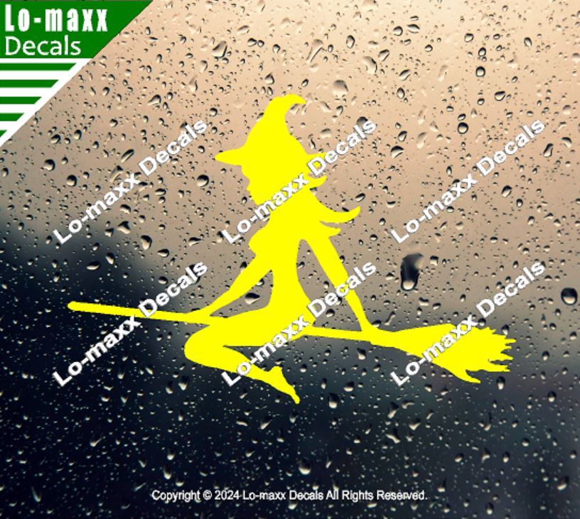 Mudflap Girl Witch Riding Broom Trucker Custom Graphic Die Cut Vinyl Decal