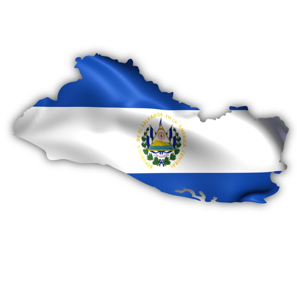 El Salvador Country Shaped Flag Realistic Cut To Shape Vinyl Sticker