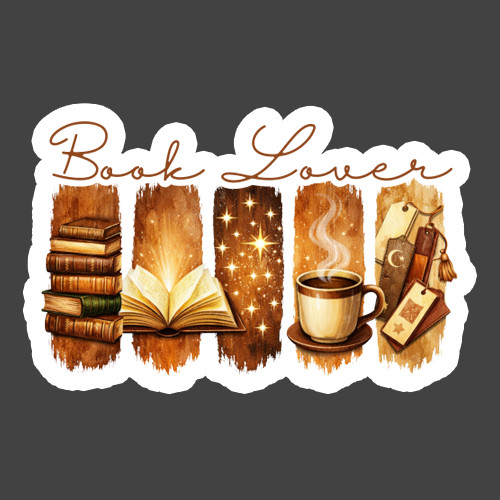 Book Lover Sticker Vinyl Decal Reading Books Coffee Reader Gift Bibliophile Art