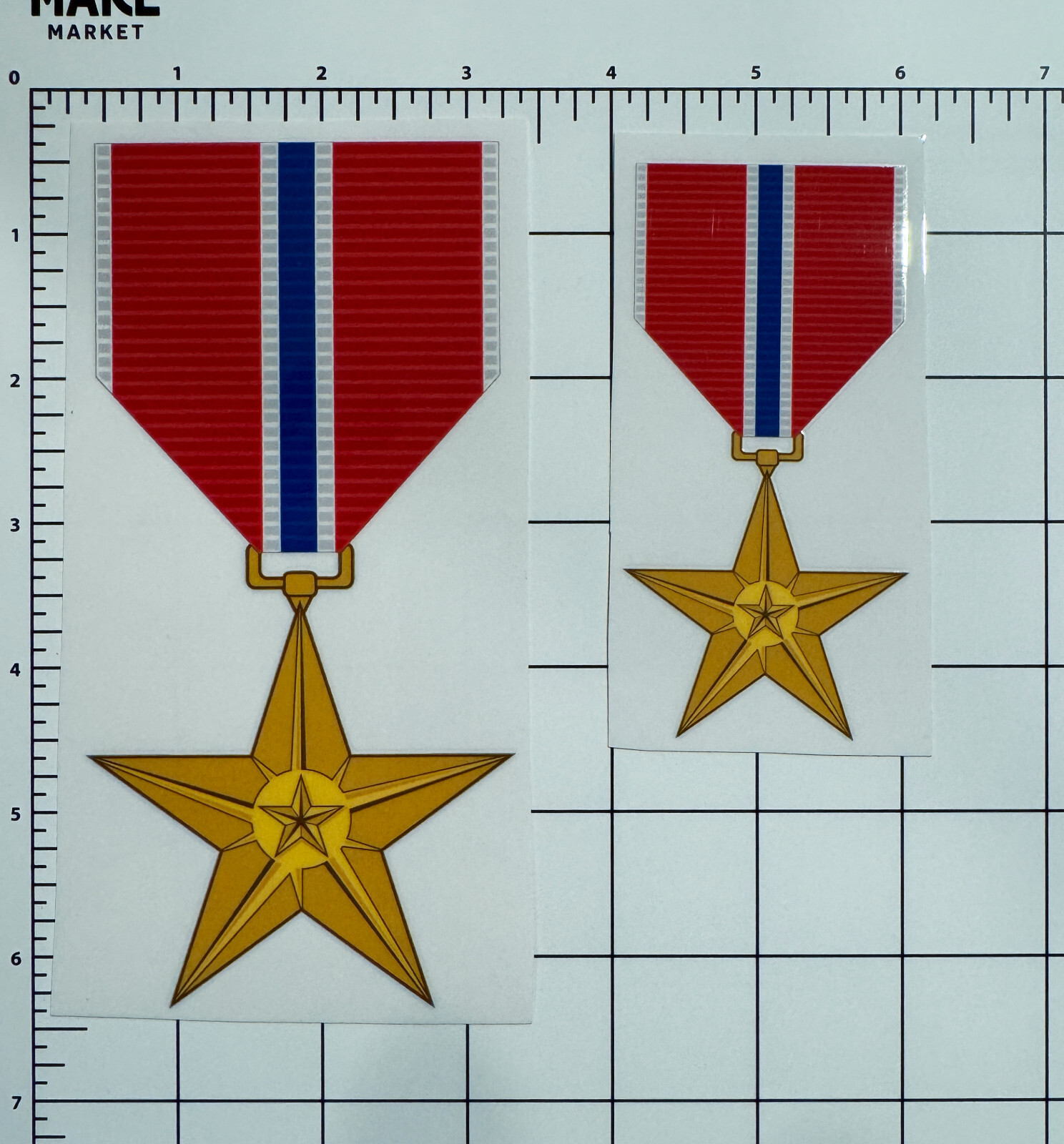 Bronze Star Decal, Perma-Sticker, No Background, $1 Shipping, set of 2