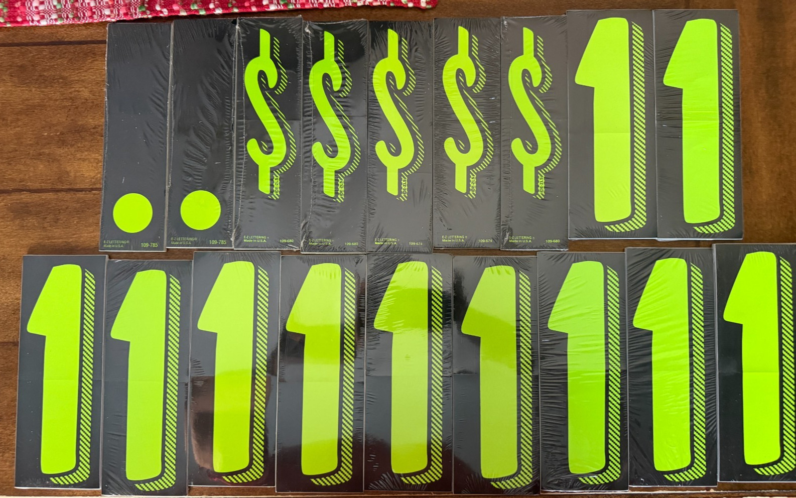 E-Z Lettering Number 1 Dollar Sign Decimal Windshield Decal Packages Lot